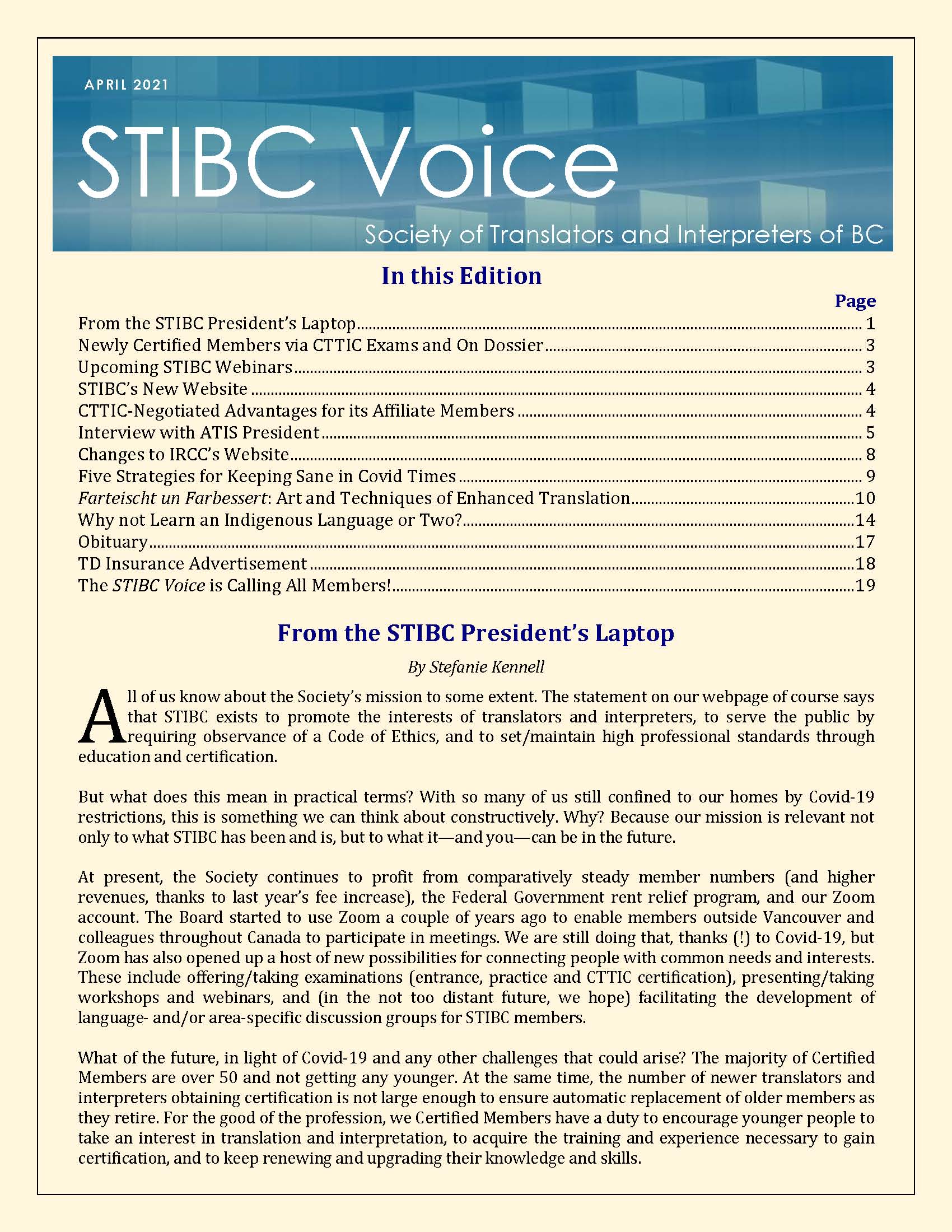 April 2021 STIBC Voice