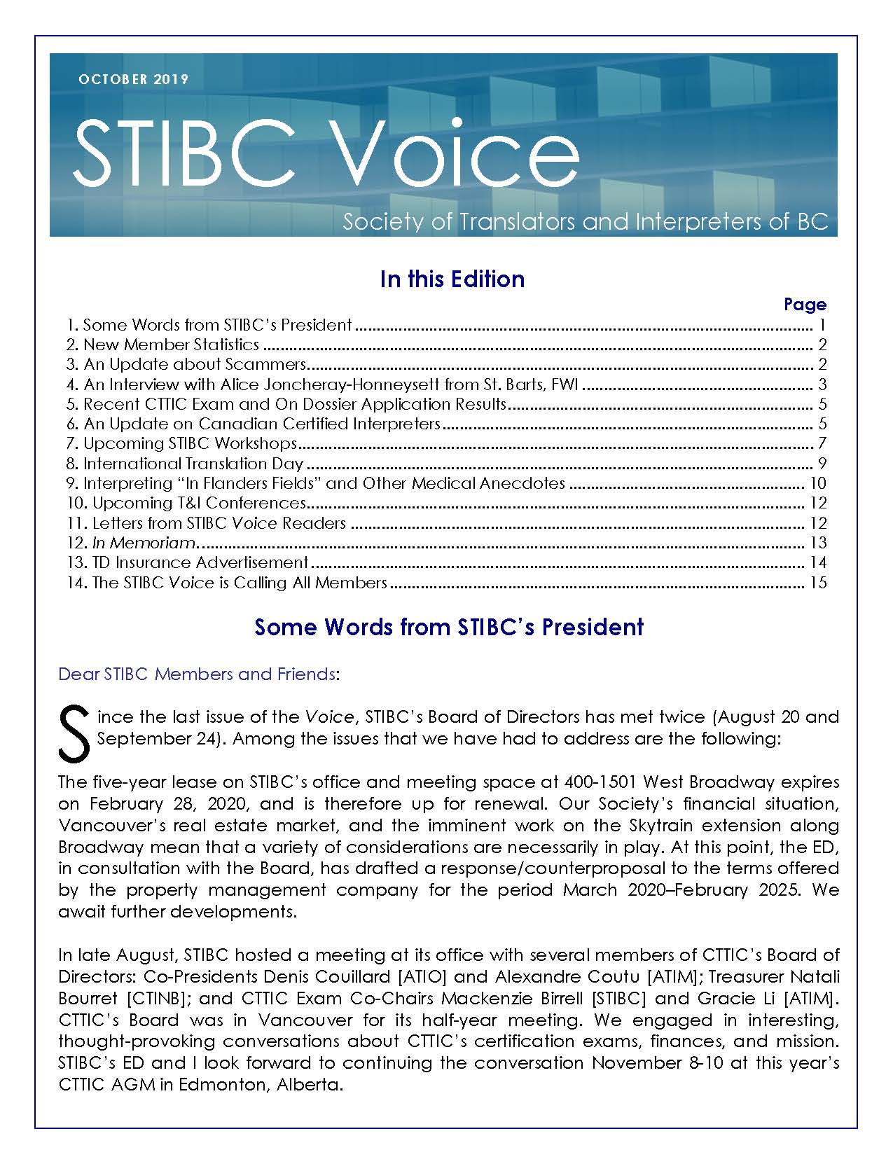 October 2019 STIBC Voice