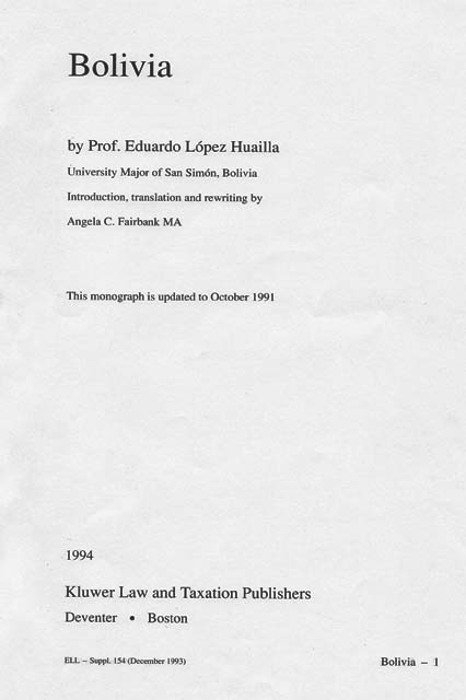 Bolivia - Labour and Industrial Relations - Eduardo L&oacute;pez Huailla