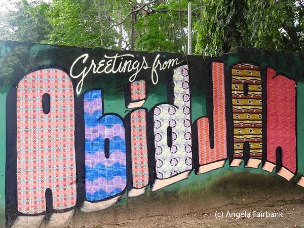 welcome to abidjan sign at botanical garden