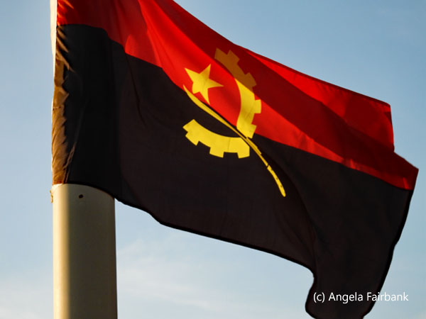 Angolan flag at port market