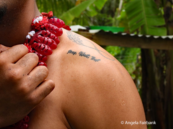 male dancer shoulder tattoo