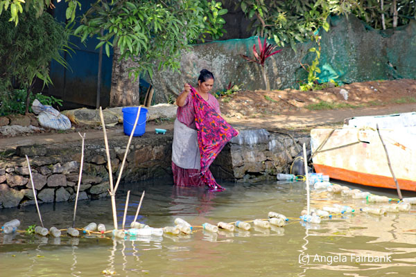 woman washing clothes