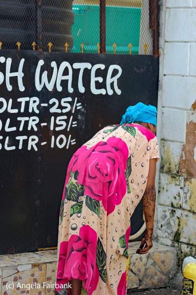 woman buying water