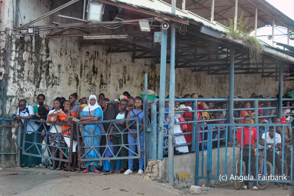 passengers waiting for return ferry