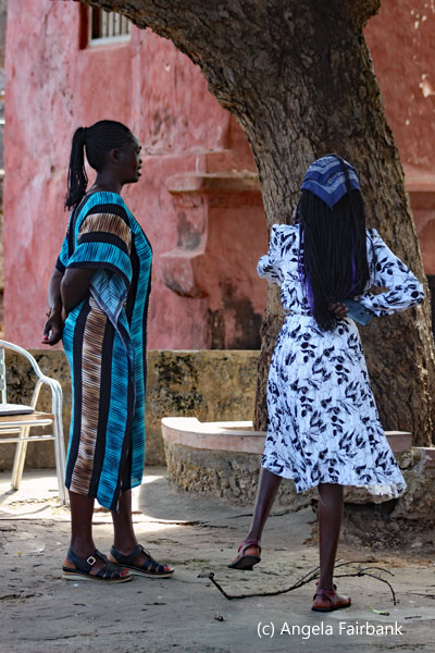 2 women in courtyard
