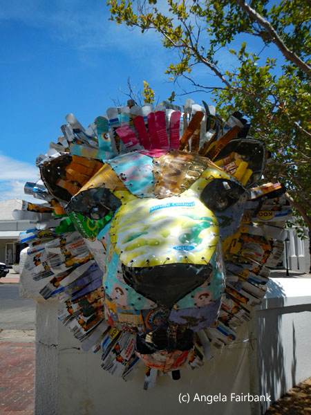 lion head made of recycled materials