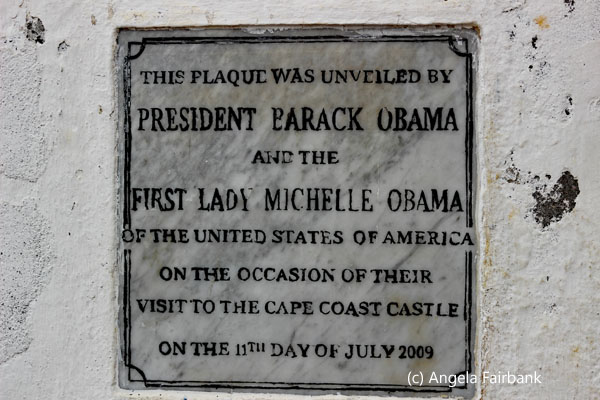 plaque unveiled by obamas at cape coast castle