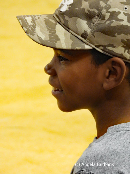 boy in army cap