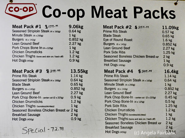 meat packs price list