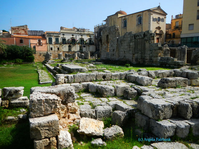 ruins in main square ortigia