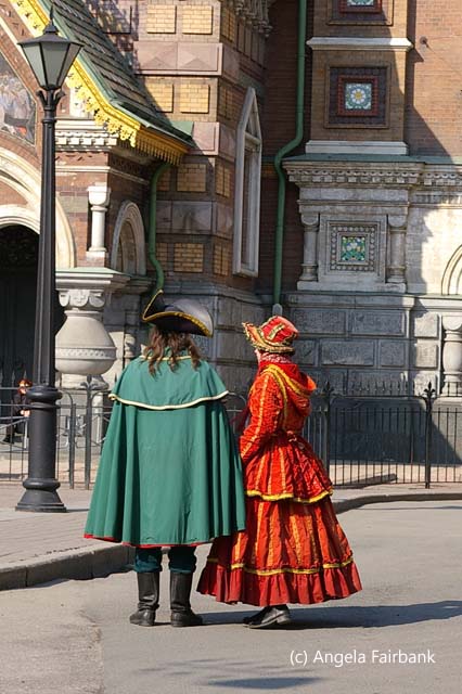 actors outside Cathedral of the Resurrection with actors